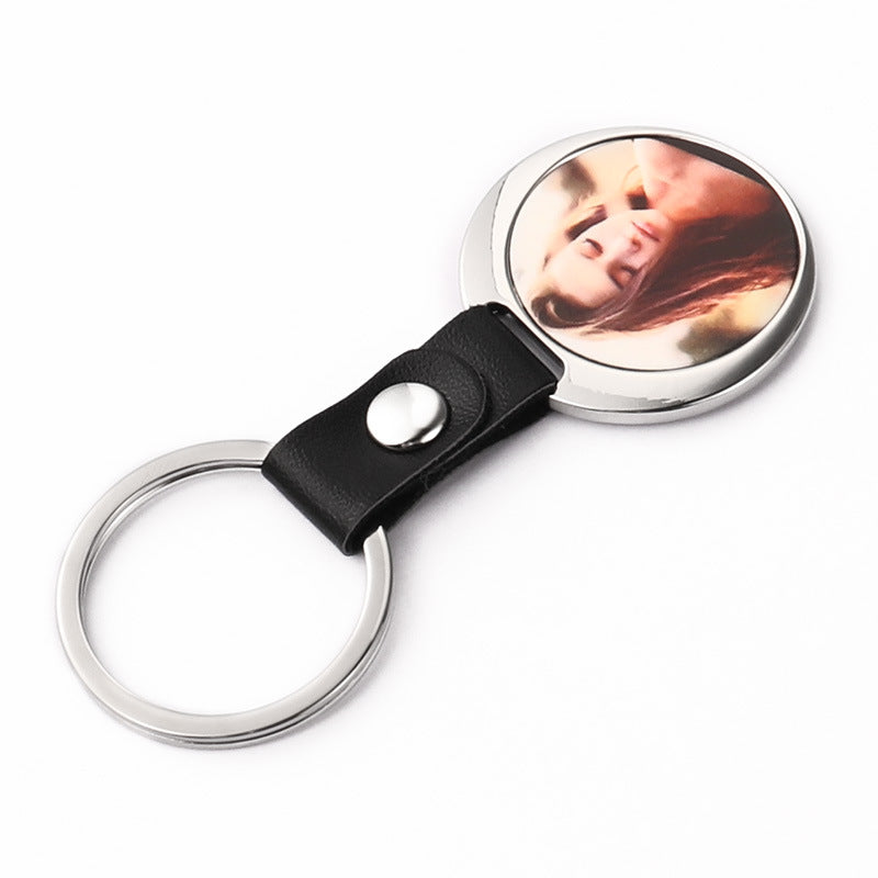 Wholesale 10PCS Zinc Alloy DIY Creative Gift Blank Leather Buckle Photo Frame Keychain