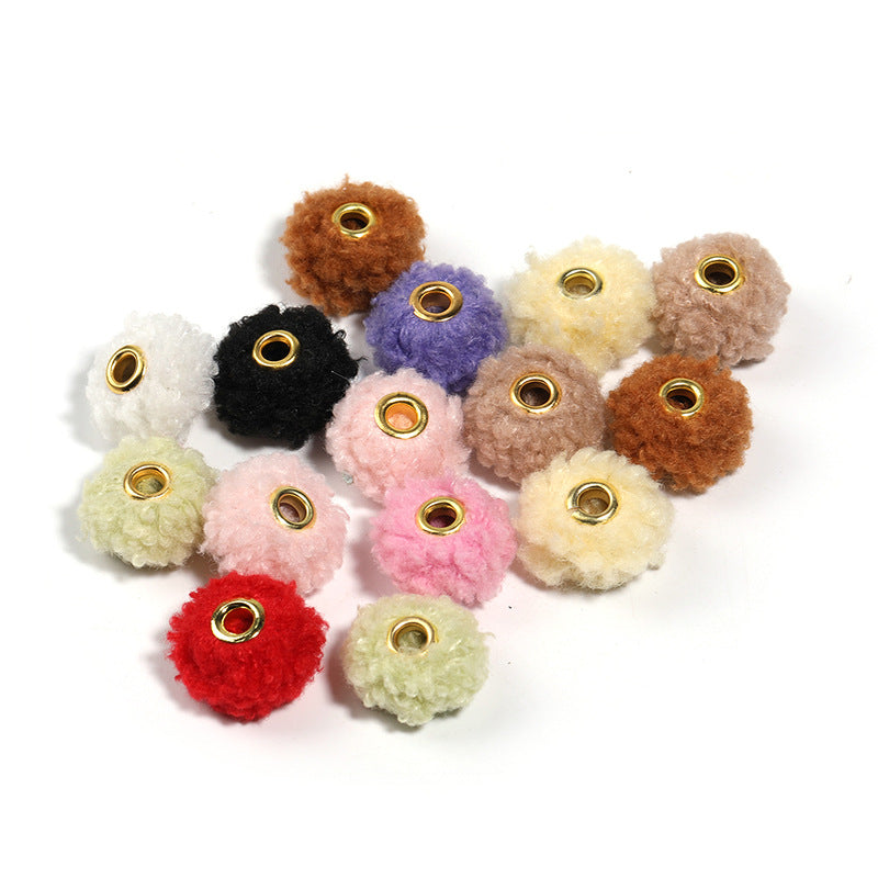 Wholesale Randpm 100 pcs/pack Imitation rabbit fur large-pore leopard print plush pom-pom Fuzzy Beads
