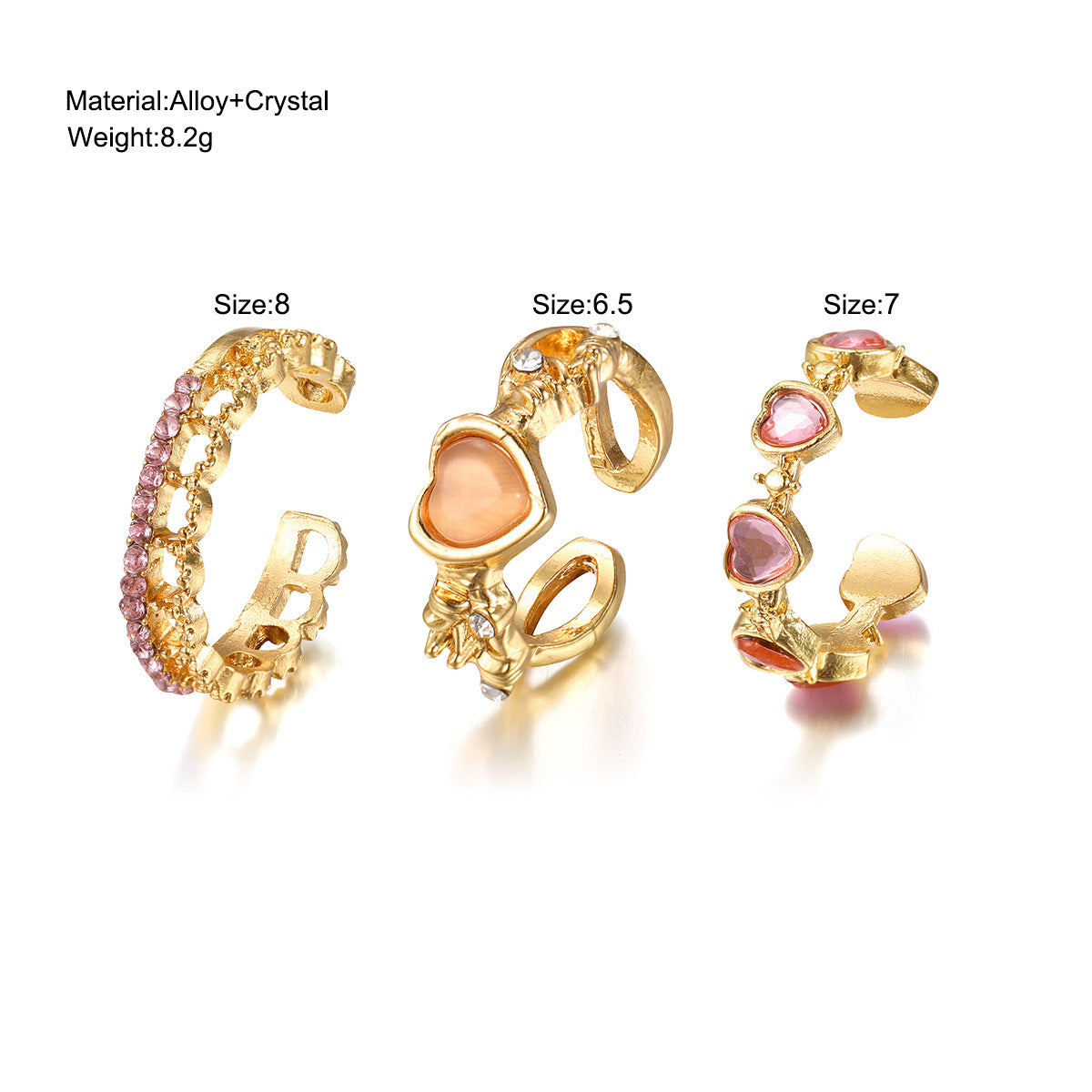 Wholesale Valentine's Day Love Open Alloy Ring Set of 3