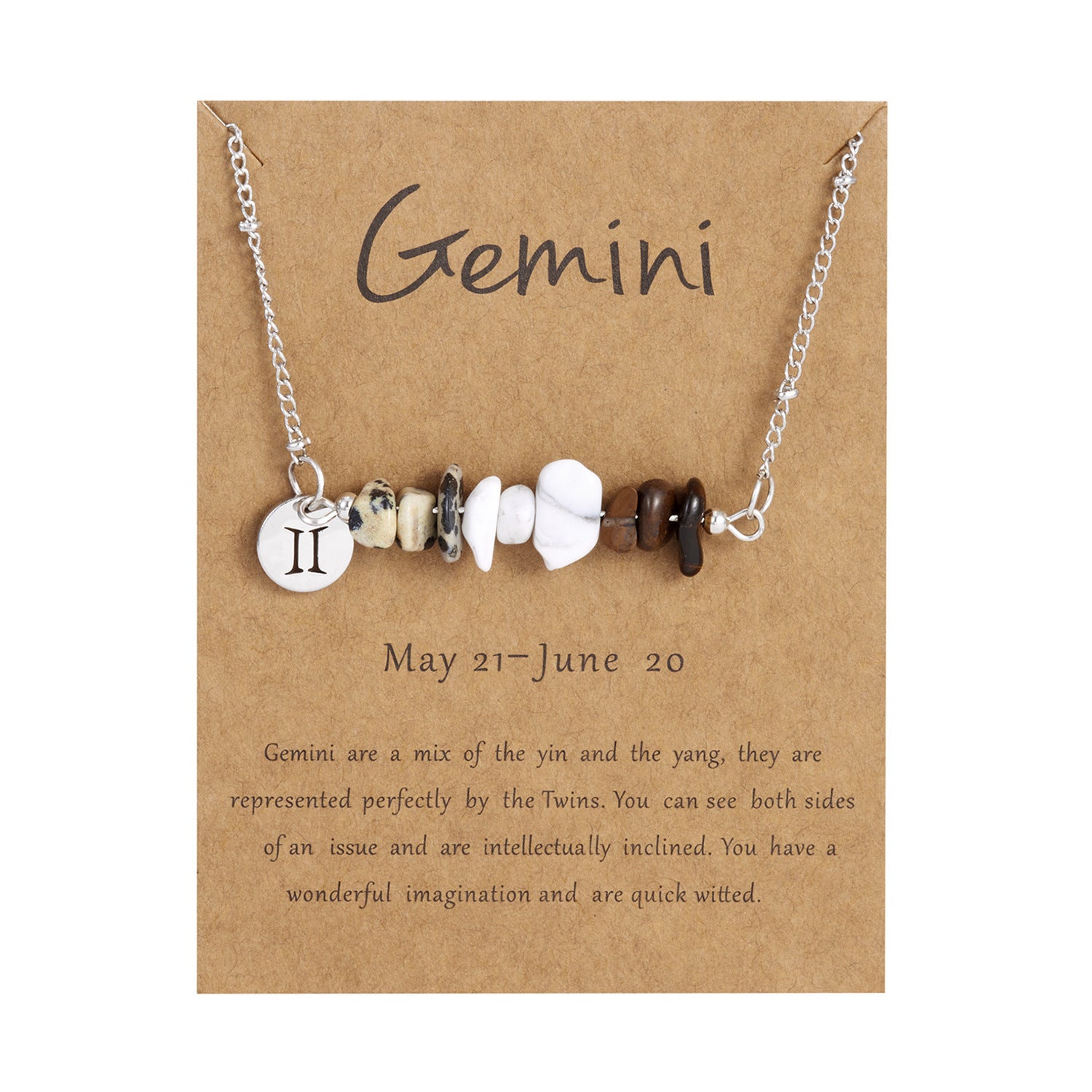 Wholesale Stainless Steel Zodiac Necklace Irregular Natural Stone Pendant Necklace