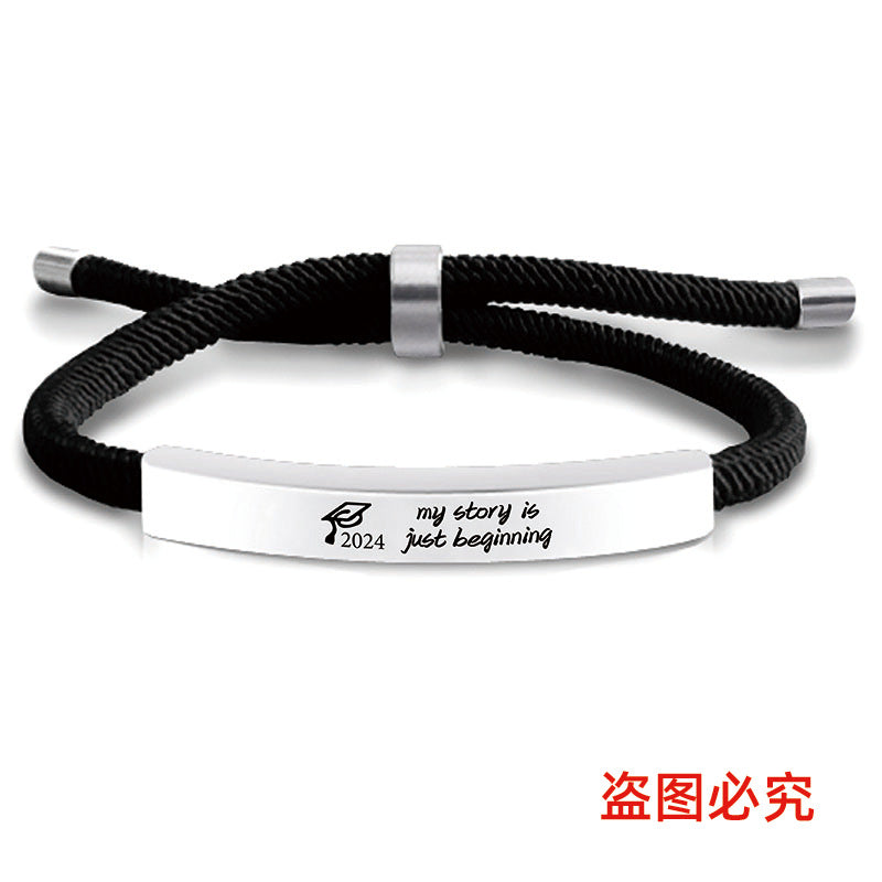 Wholesale Stainless Steel Braided 2024 Graduation Season Day Engraved Bracelet