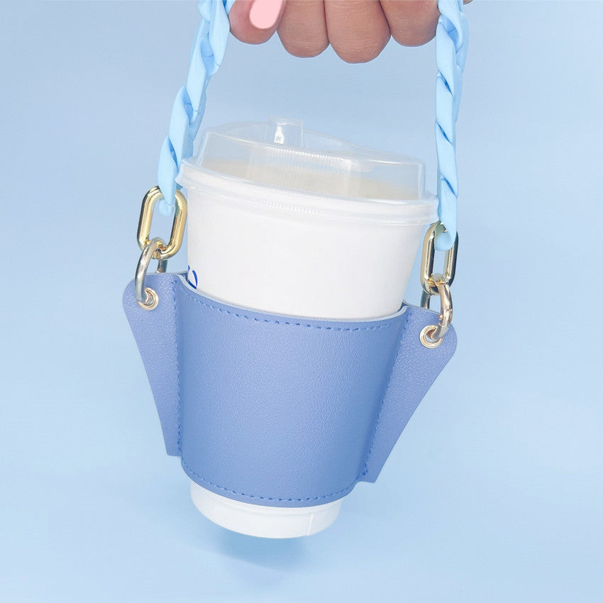 Case de cuero de cuero de taza de café de cadena acrílica al por mayor