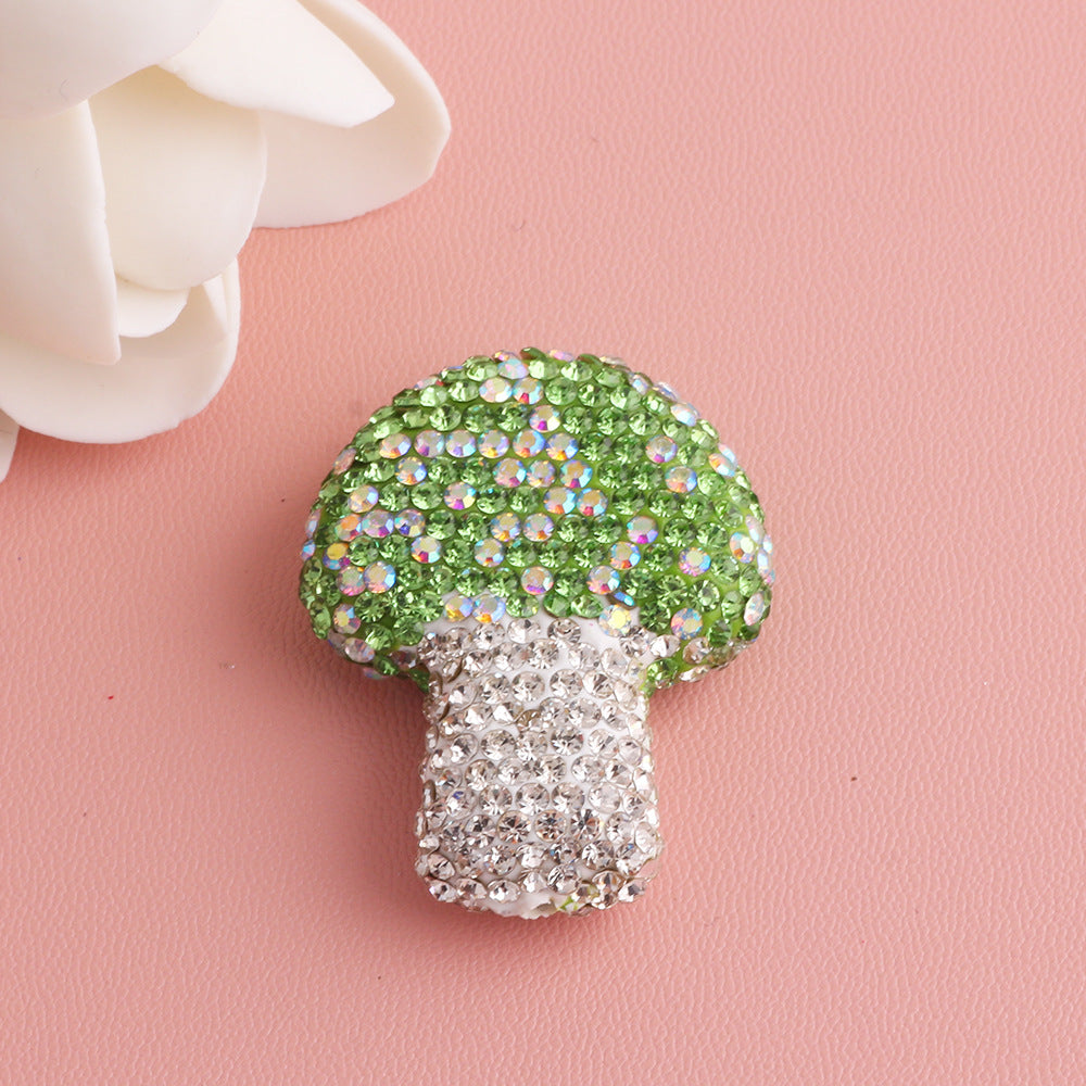 Wholesale 5pcs Starry Sky Colorful Mushroom Full Diamond Clay Drill Ball Straight Hole DIY Beads