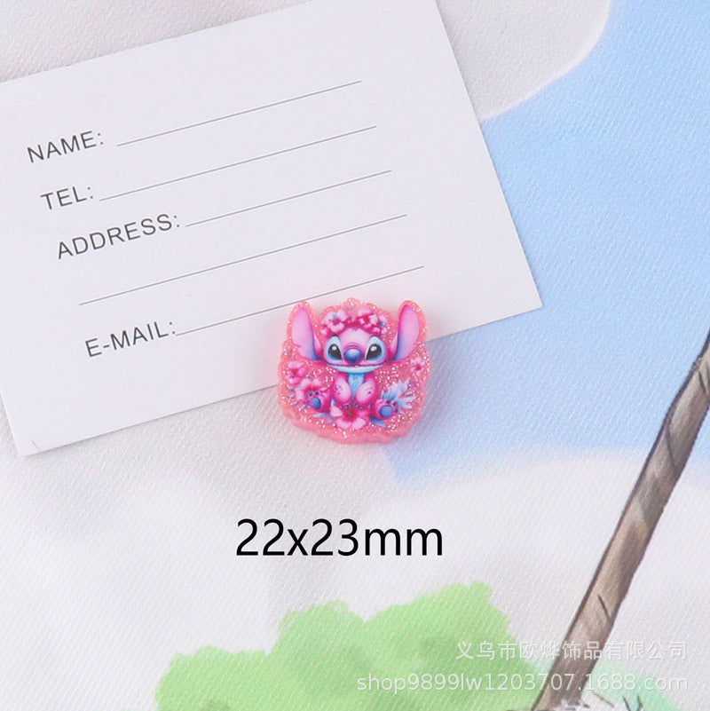 Wholesale 10pcs glitter cartoon straight-hole DIY acrylic beads OLY Exclusive