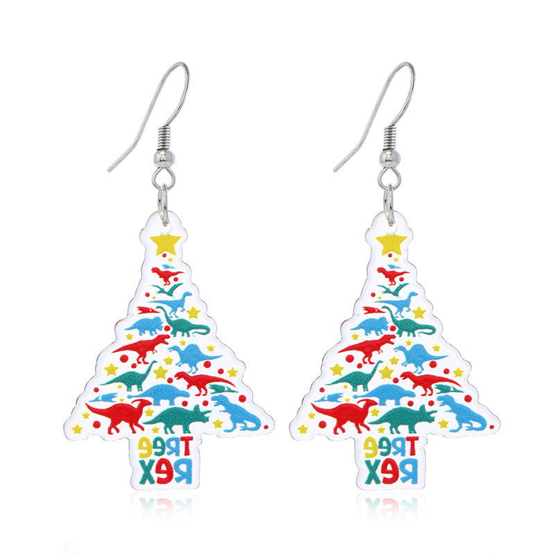 Wholesale Halloween Christmas Tree Bells Little Dinosaur Cane Demon Funny Earrings