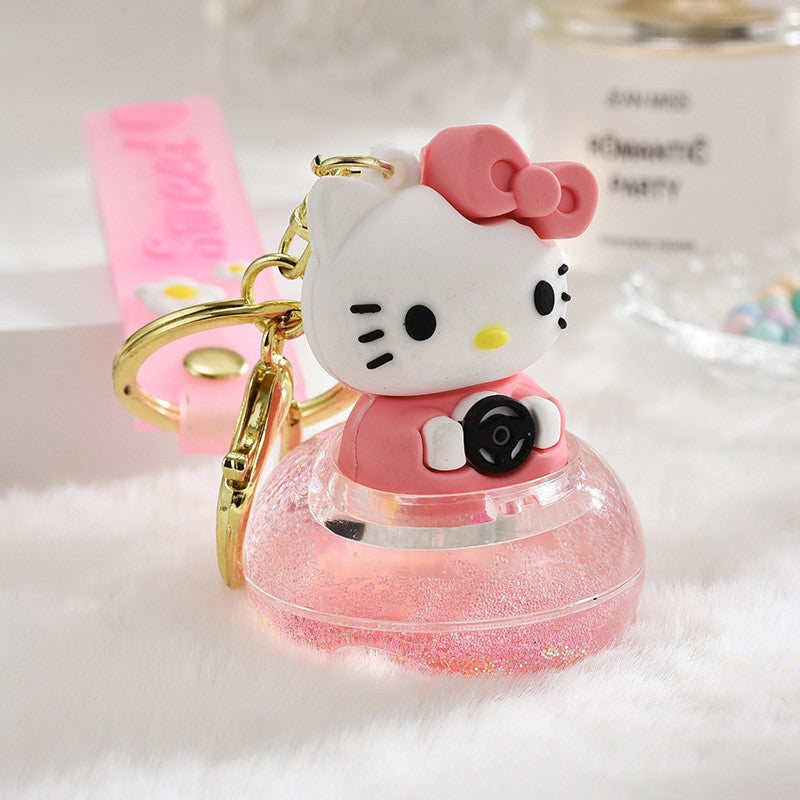 Wholesale Acrylic flowing sand bottle bag keychain