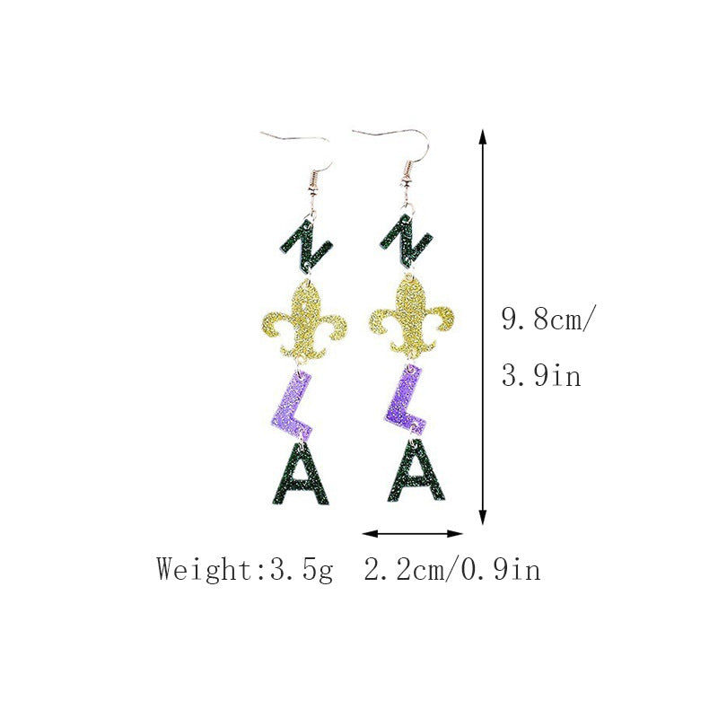 Wholesale Carnival earrings purple green yellow five-pointed star Crown Clown mask lobster earrings