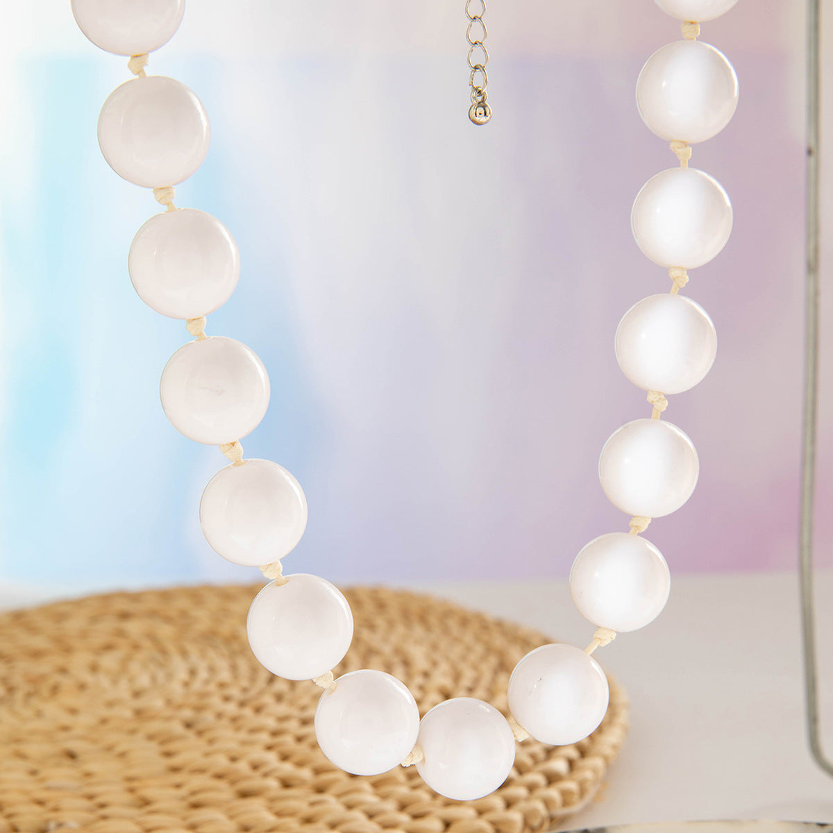 Wholesale Exaggerated Bohemian colorful large bead single layer necklace