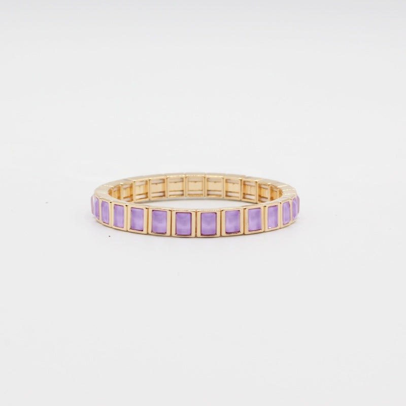 Wholesale Geometric Mocha Crystal Enamel Cuff Bracelet Stackable Bangle Chic Unisex Jewelry Accessory Gift Boutique Resale