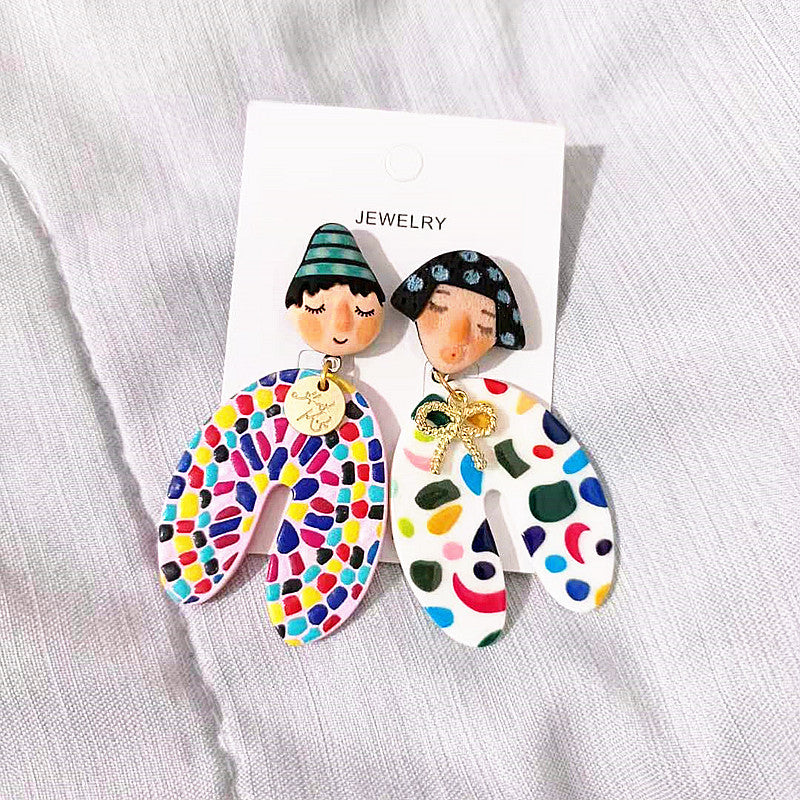 Wholesale New Indian Doll Ethnic Style Funny Earrings Girl