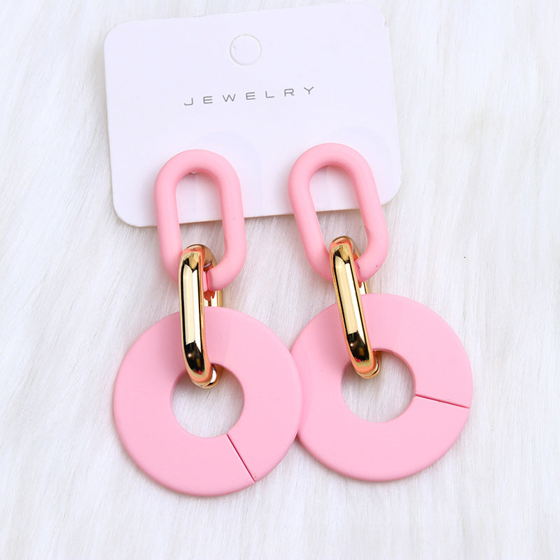 Wholesale Round Hollow Spray Painted Acrylic Earrings