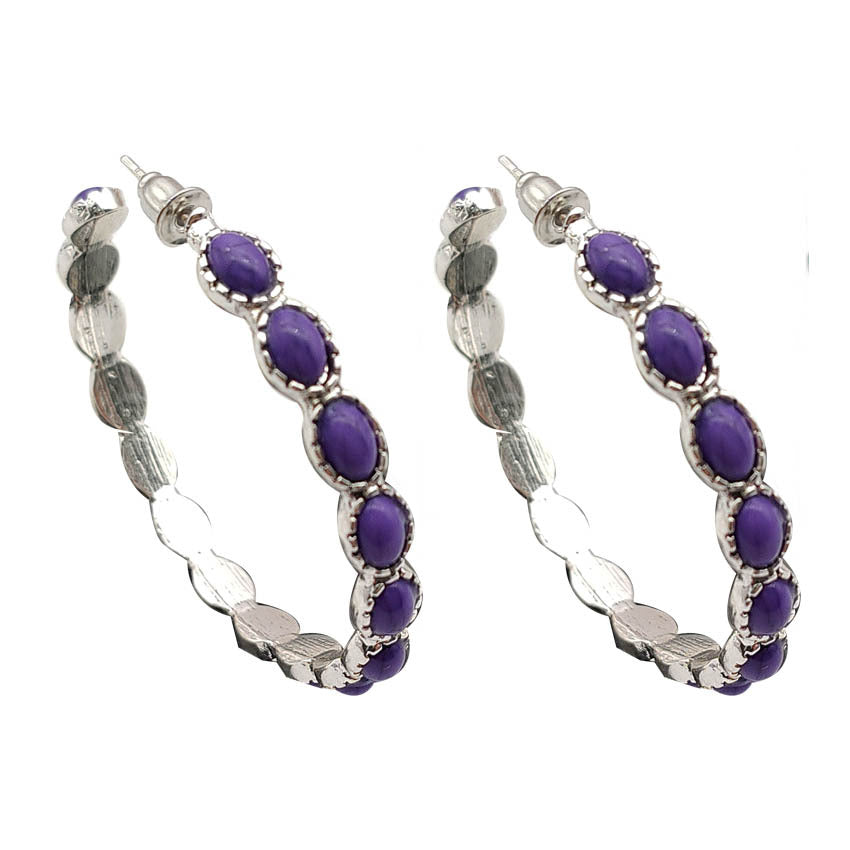 Pendientes de círculo grande de metal turquesa de forma turquesa al por mayor