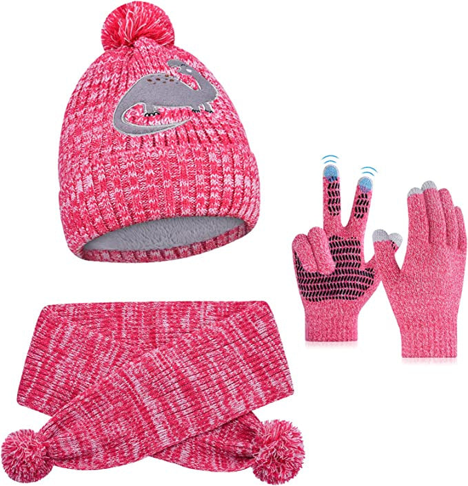 Wholesale Children's Winter Hat Knitted Woolen Scarf Gloves Set