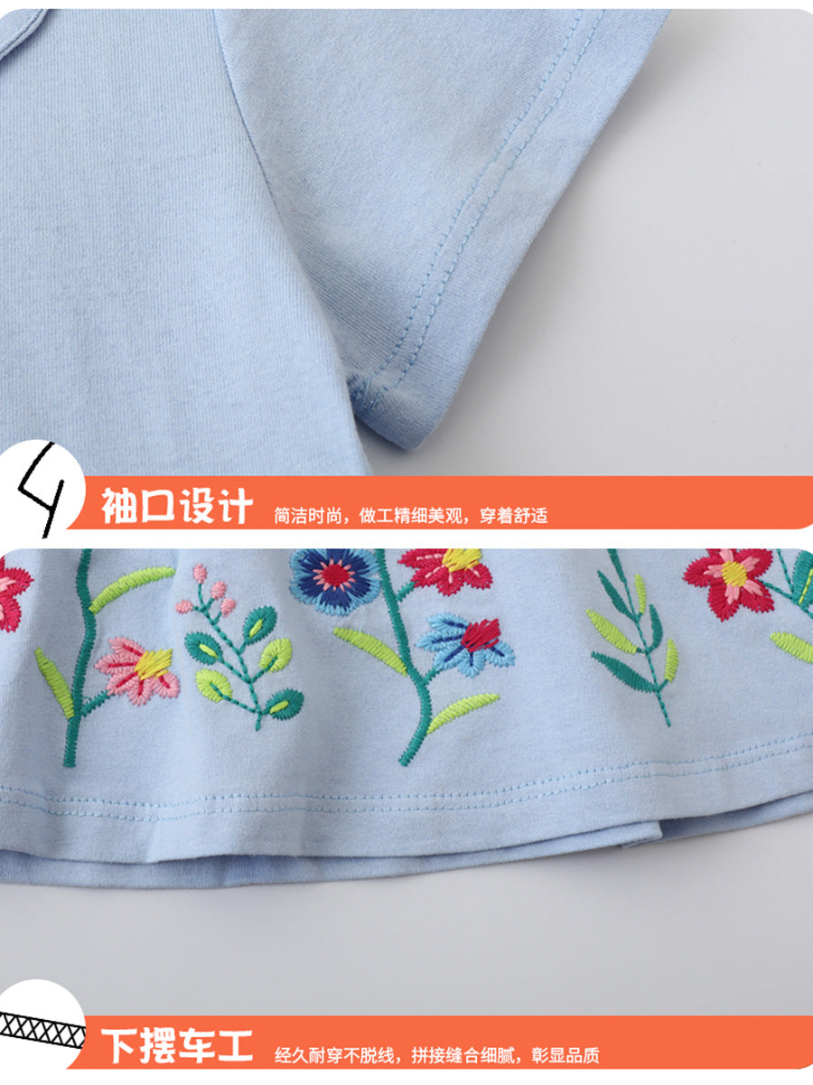 Wholesale Trendy Girls Cotton Short Sleeve Doll Collar Princess Dress Boutique Summer Style For Everyday Wear And Gift