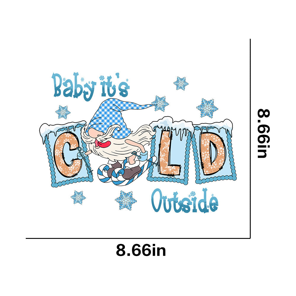 Wholesale 10pcs/pack Winter snowflake white ink heat transfer sticker for clothing  UV DTF ready-to-use transfer stickers