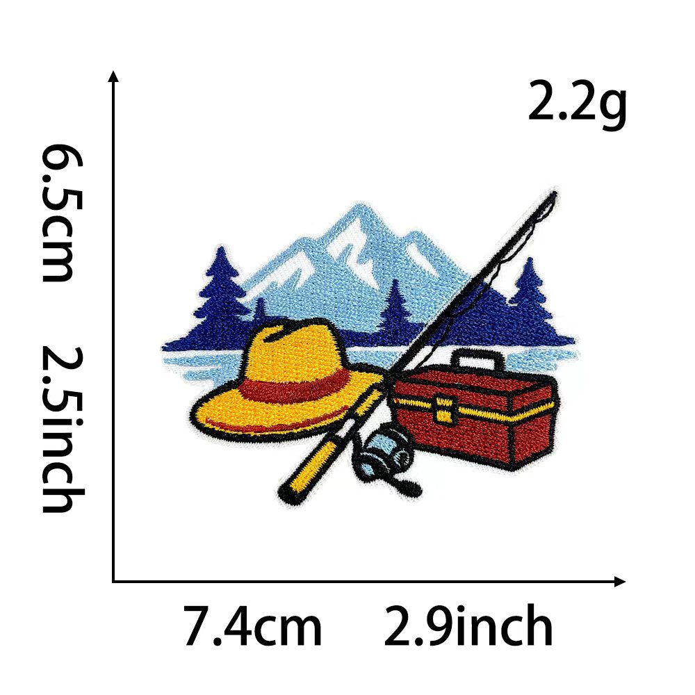 Wholesale Antler Fishing Rod Forest Outdoor Black DIY Patches