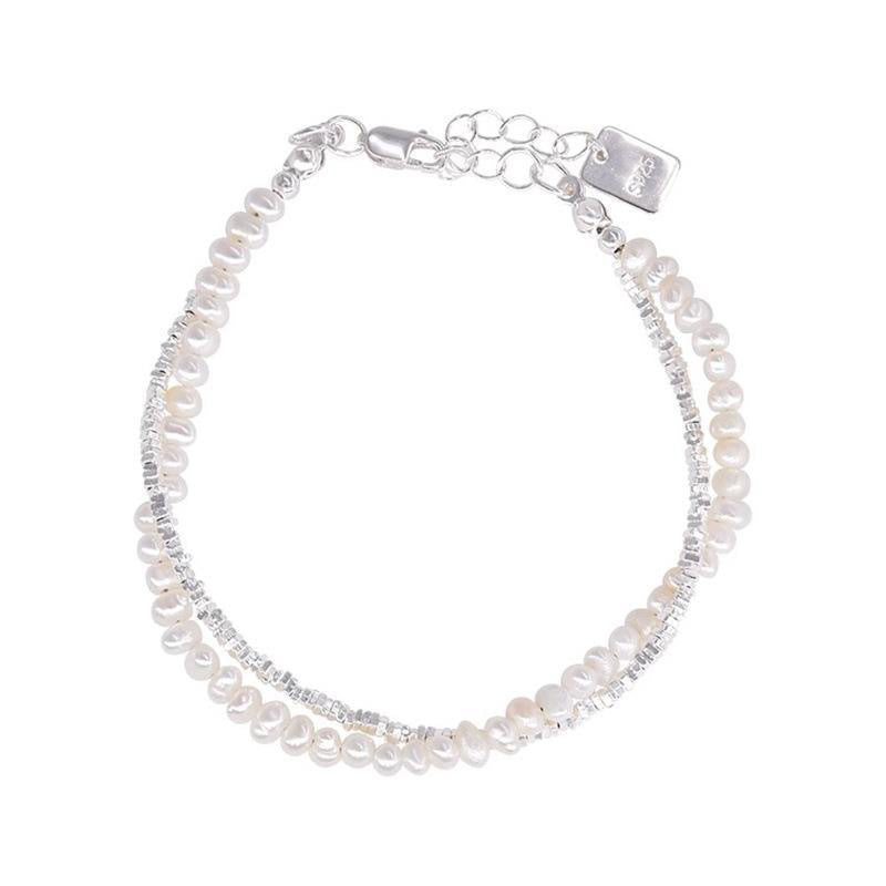 Wholesale Pearl and silver beads fashionable niche heavy industry bracelet