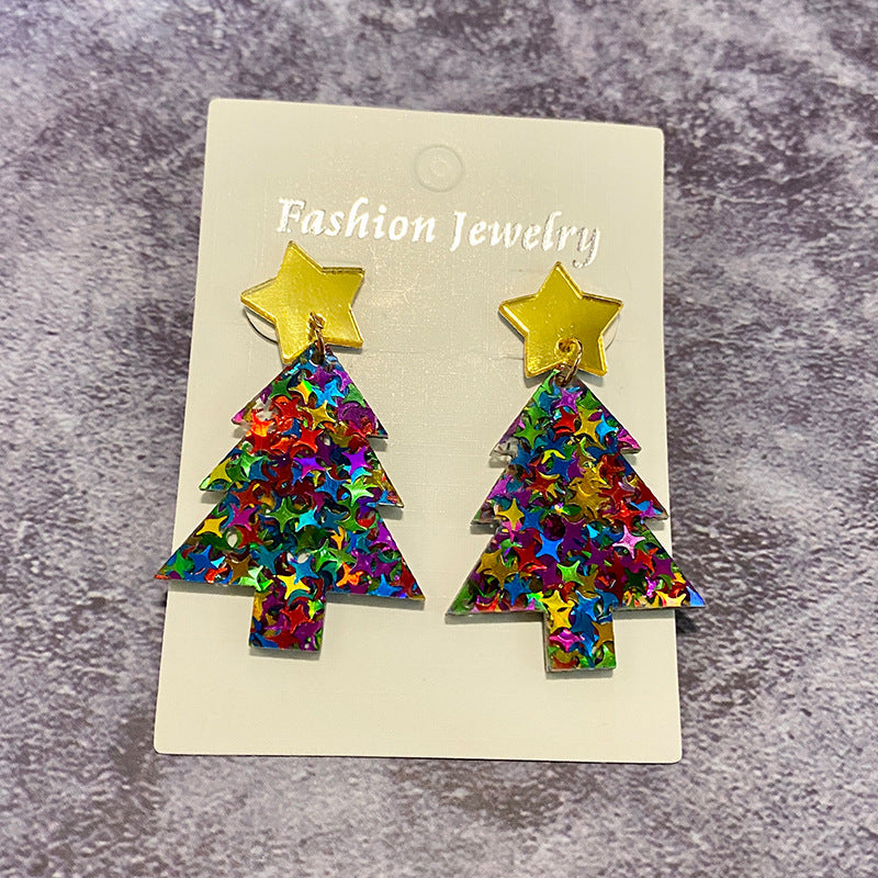 Wholesale Christmas Tree Glitter Mirror Acrylic Earrings