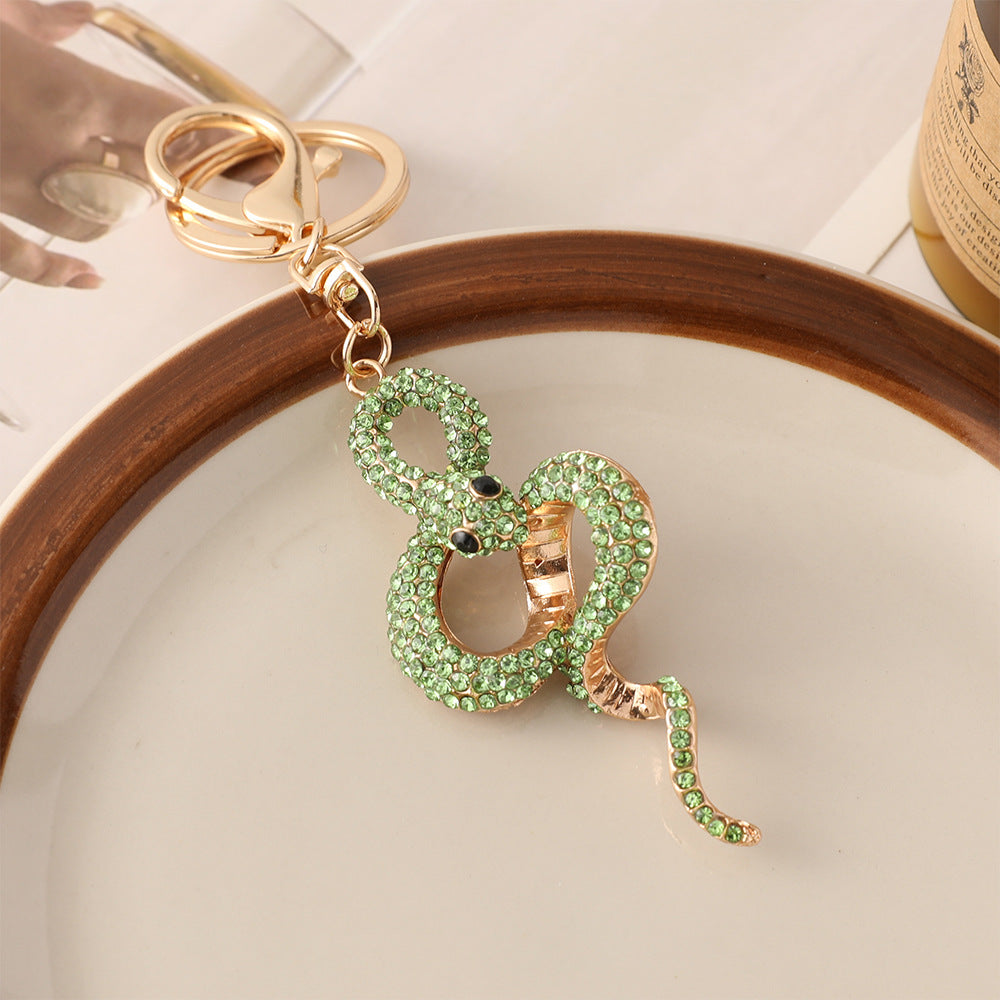 Wholesale Zodiac series metal diamond animal snake key chain pendant exquisite bag ornaments small gifts