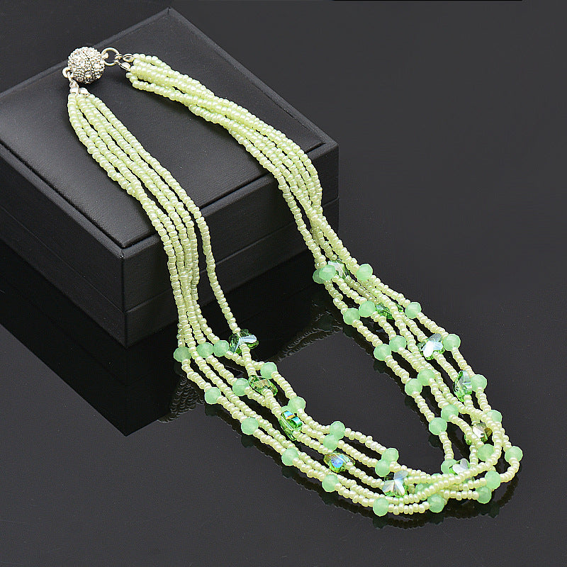 Wholesale Magnet Rhinestone Butterfly Crystal Beads Necklace Bracelet Set