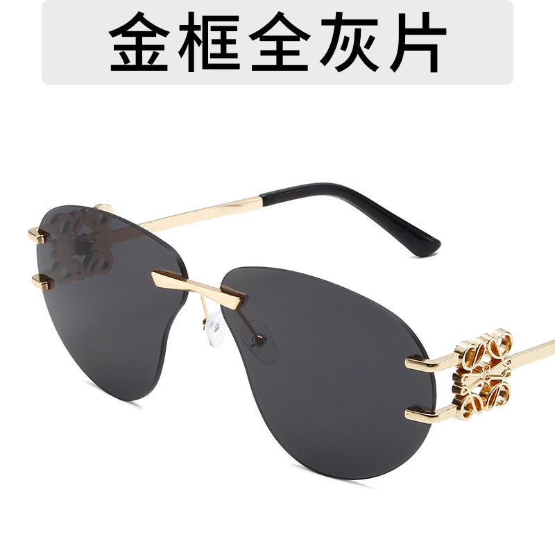 Wholesale Metal Frameless Shaped Sunglasses  Gradient Hip Hop Punk Sunglasses Suitable for Riding Cool Glasses