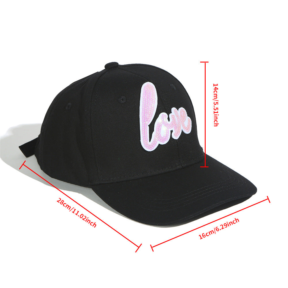 Wholesale Valentine's Day love embroidered sequin decorative baseball cap sun hat