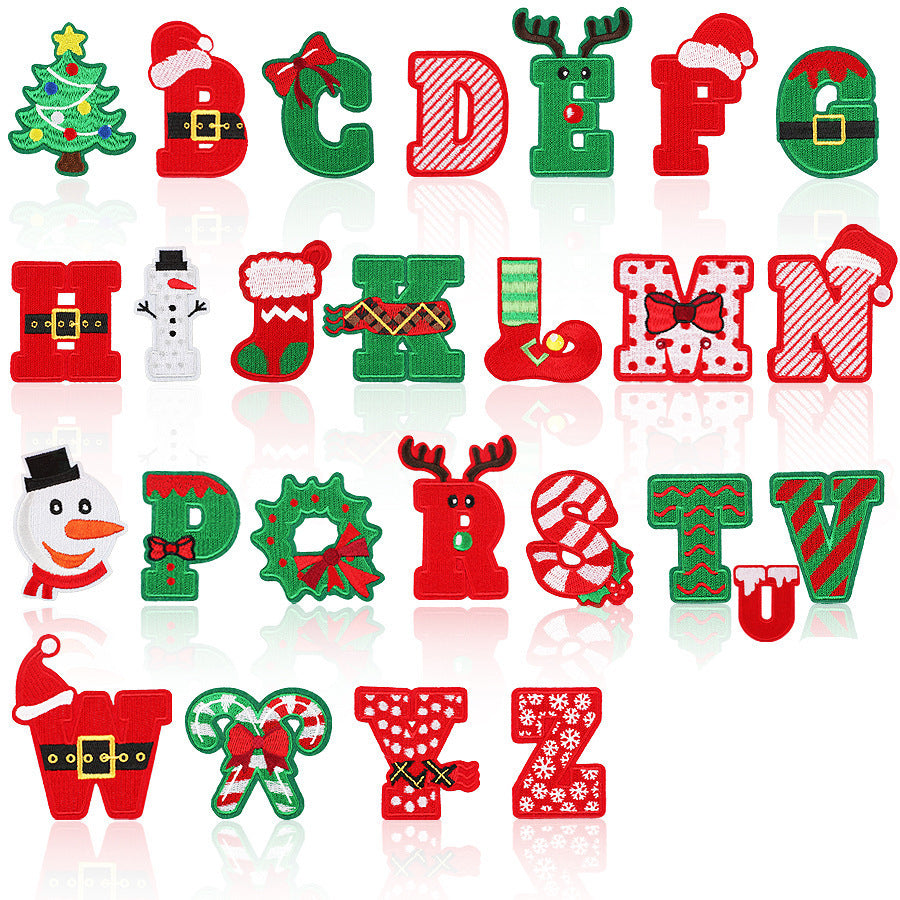 Wholesale Christmas embroidery cloth stickers letters  DIY Patches