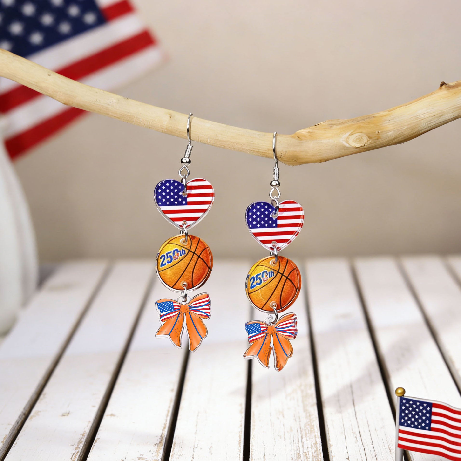 Wholesale Independence Day Anniversary Love Star Spangled Banner Acrylic Earrings