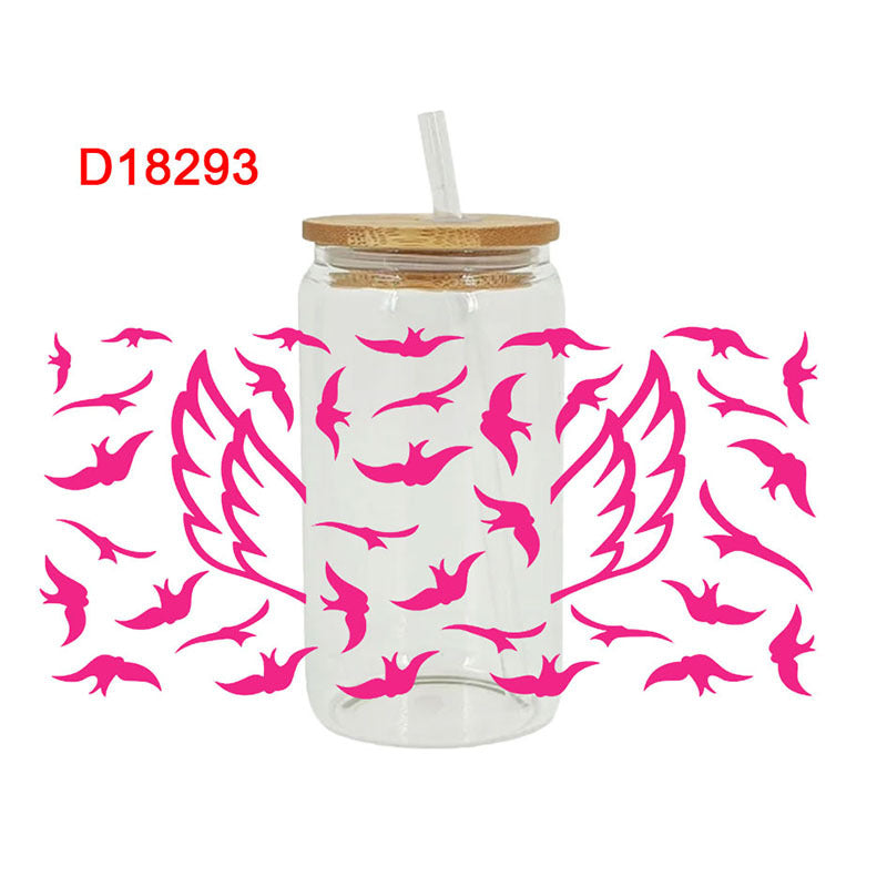 Wholesale Colorful Feather Fireworks 16oz Cup UV DTF Wraps