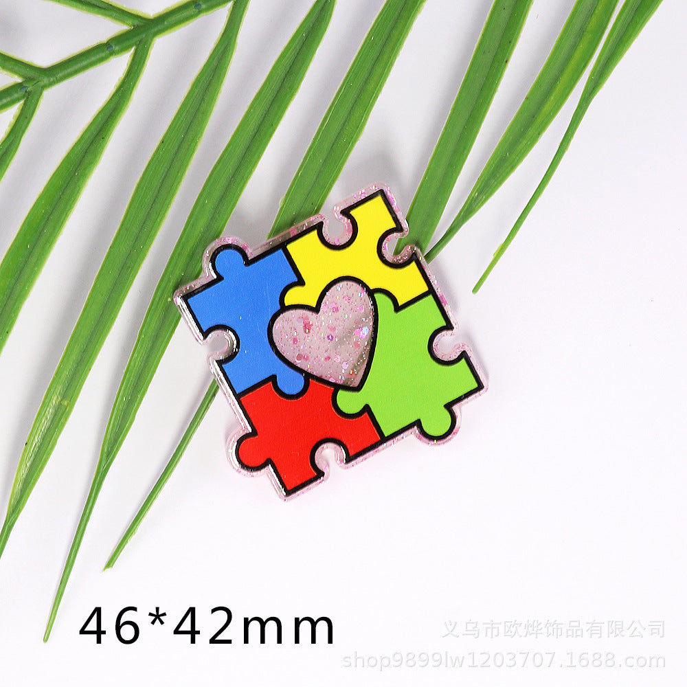Wholesale 10pcs Cartoon Puzzle Peach Heart Ice Cream Acrylic DIY Patch Accessories