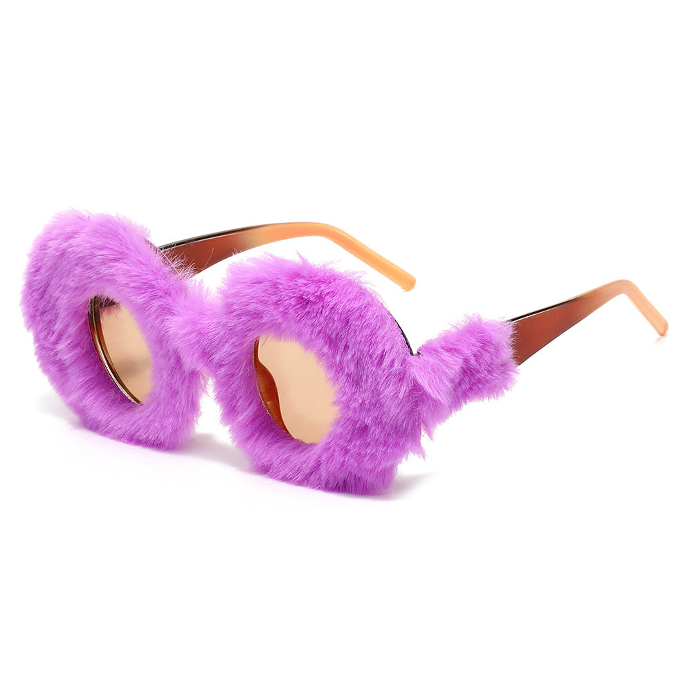 Wholesale Plush Versatile Personality Round Fashion Sunglasses