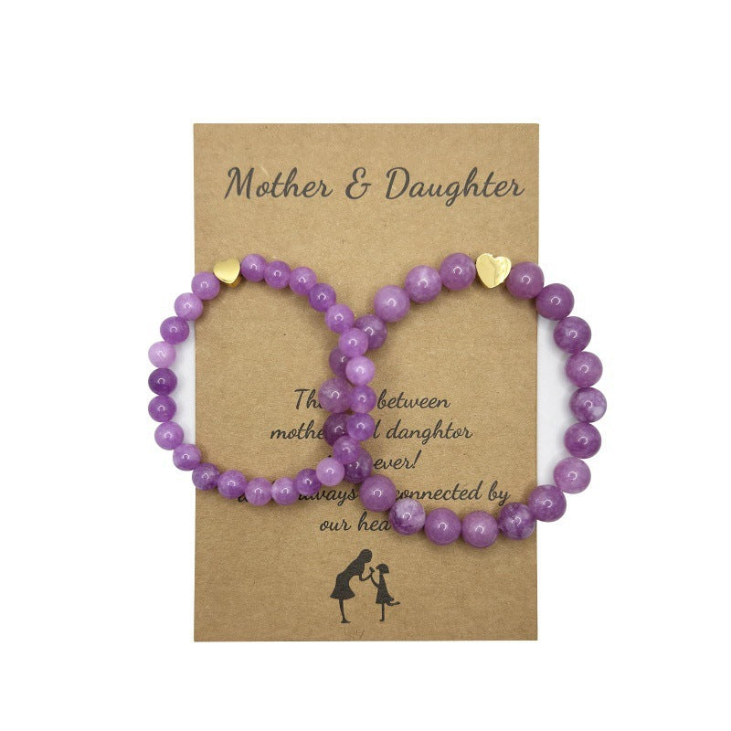 Wholesale Heart Rose Quartz Bracelet Mother's Day Beaded Gift Bracelet