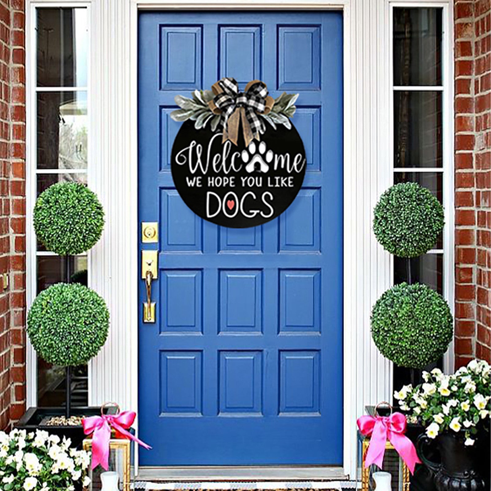 Wholesale Wreath Front Decoration Circular Welcome Wooden Door Signs