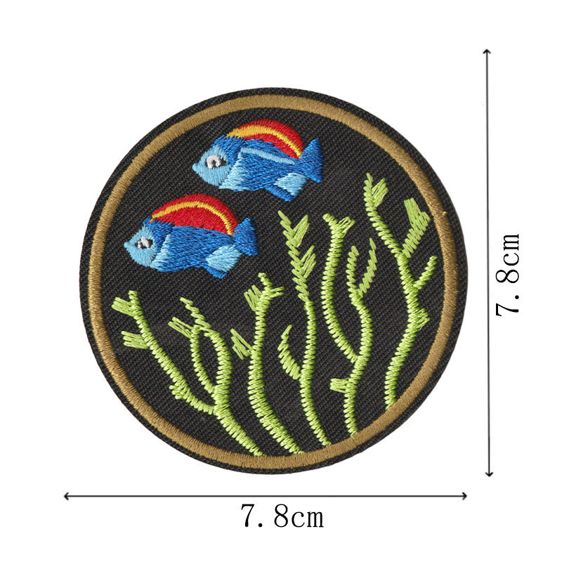 Wholesale Cartoon Seahorse Iron On Patches 9 Piece Embroidered Ocean Life Decorative Applique For Clothing
