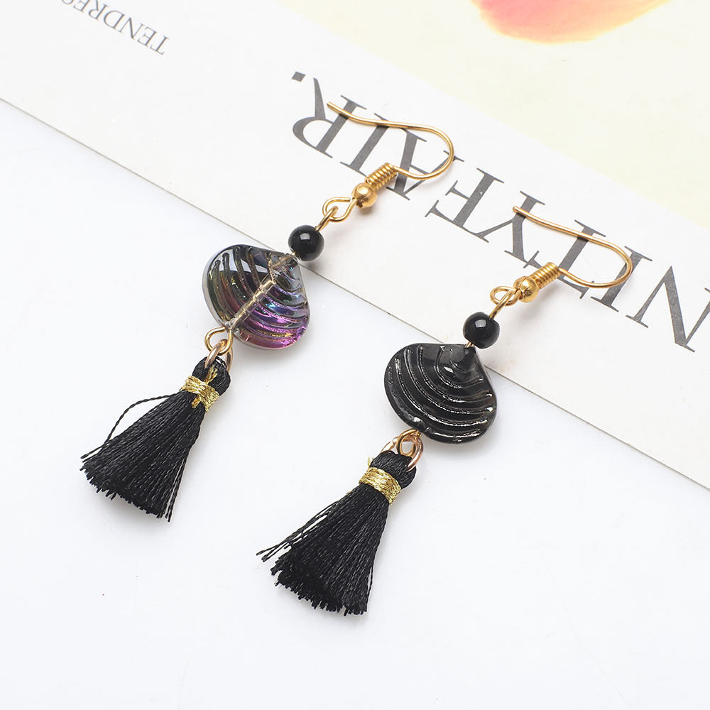 Wholesale Vintage Glass Shell Fashion Long Tassel Earrings