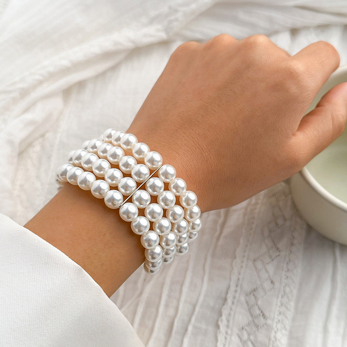 Wholesale of Multi-layer Rice Shaped Pearl Necklaces