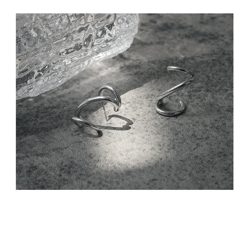 Wholesale Personality Temperament Dislocation Cross Line Earrings