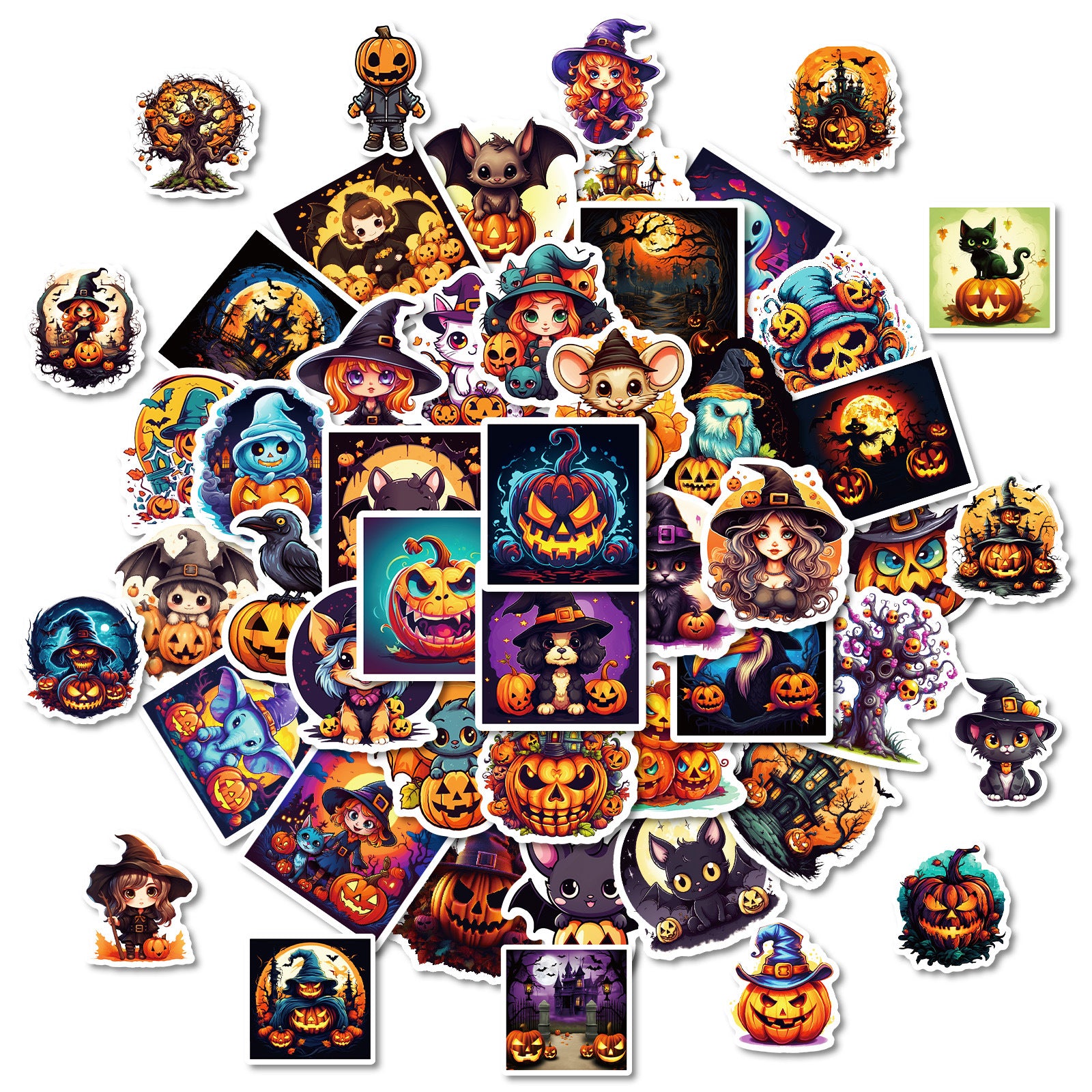 Wholesale 50PCS/PACK ghost face pumpkin black cat cartoon graffiti stickers