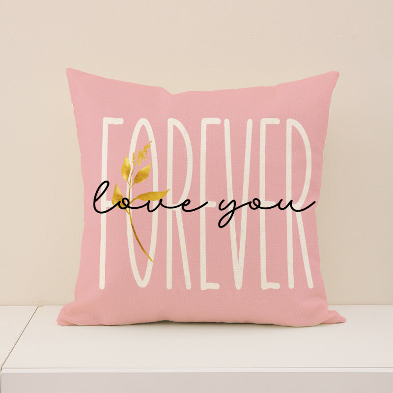 Wholesale  Pink With Printed Versatile Linen Material Valentine' s Day  Pillow Cover