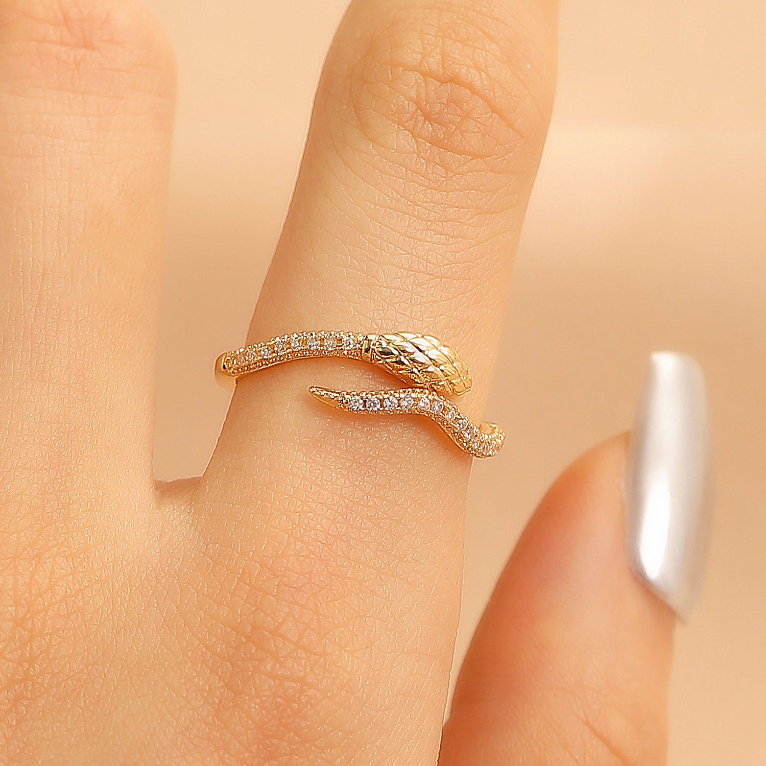 Wholesale zircon snake-shaped opening ring snake finger ring