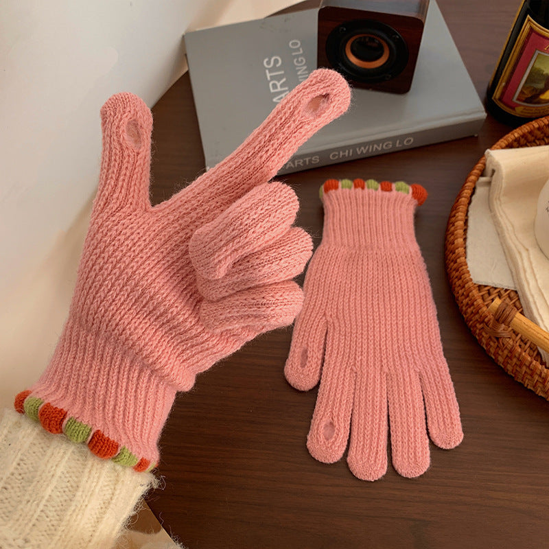 Wholesale Fingerless Candy Color Windproof Warm Gloves