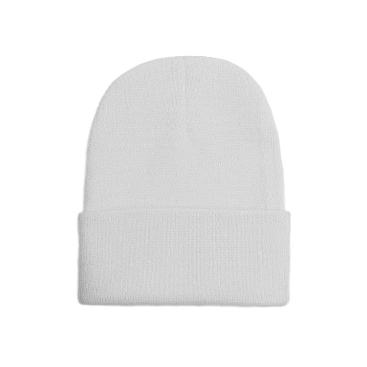 Wholesale Acrylic plain solid color embroidered beanie windproof earmuffs warm knitted beanie to keep out the cold