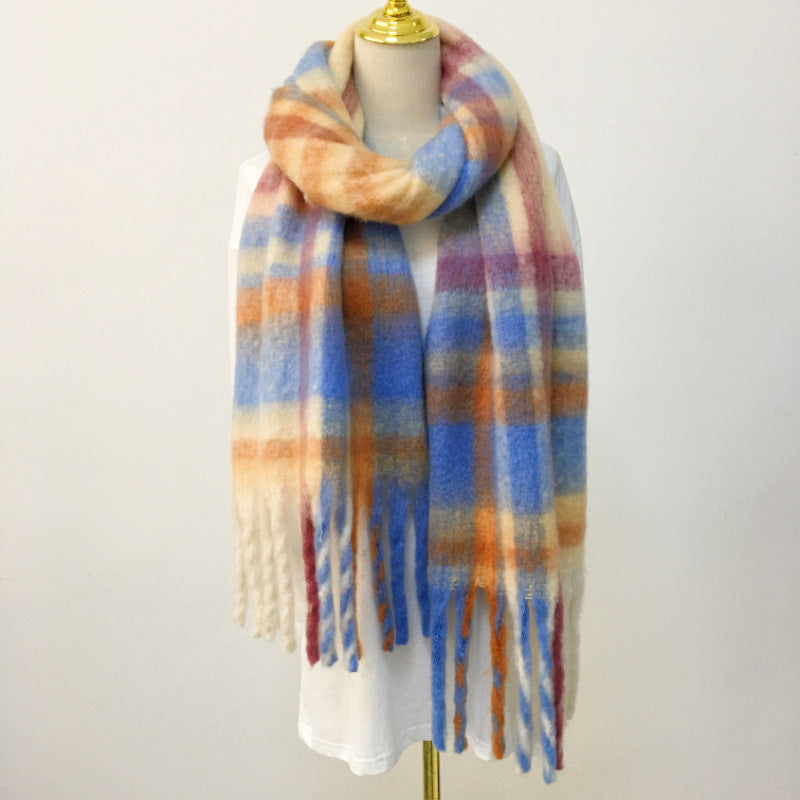 Wholesale Winter AC Double-sided Rainbow Plaid Scarves