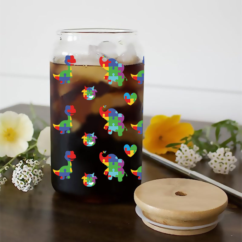 Wholesale Color Puzzle Autism Series 16oz Cup UV DTF Wraps