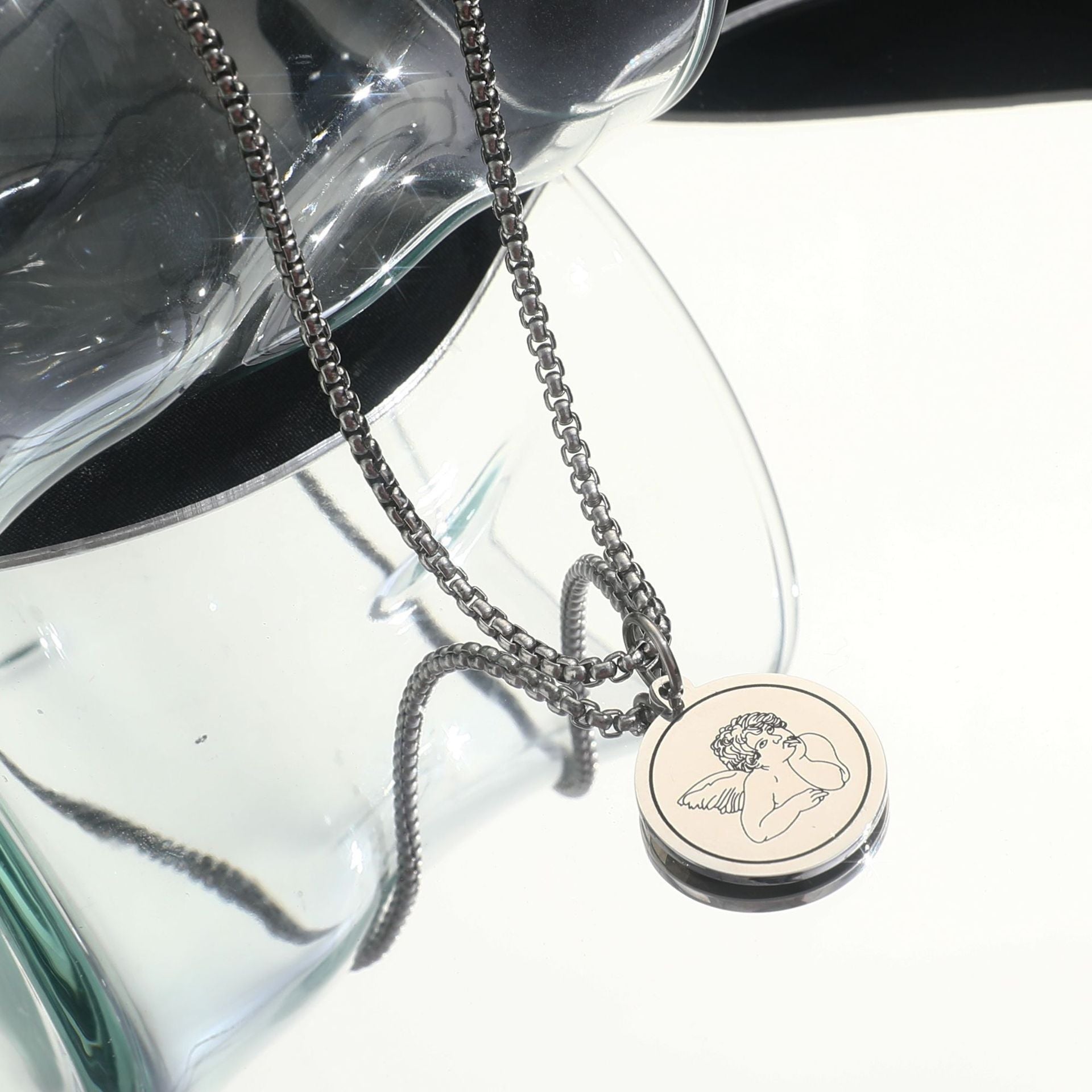 Wholesale Little Angel Titanium Steel Chain No Fading Sweater Necklaces