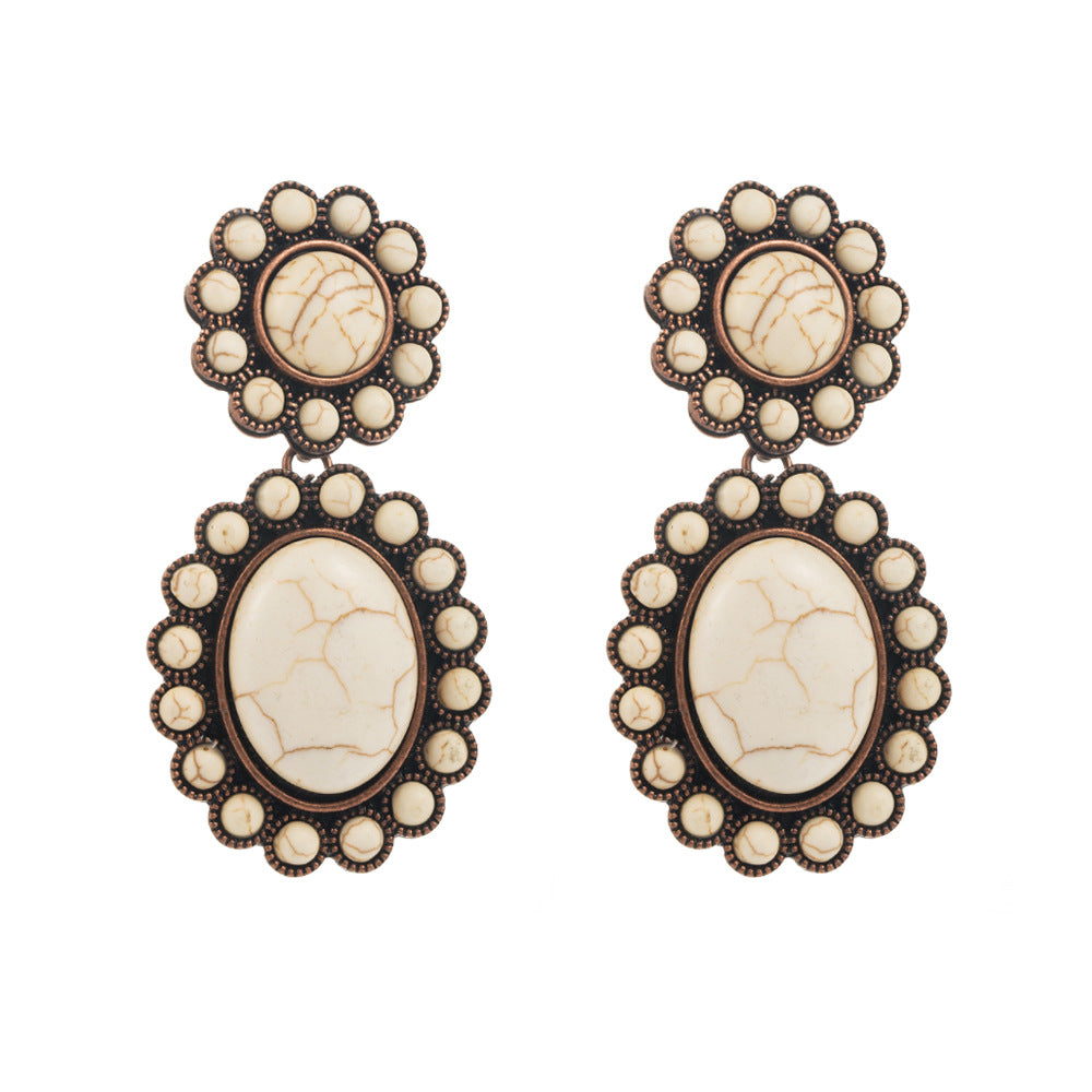 Wholesale Vintage Turquoise and Diamond Multi-Layer Bohemian Earrings