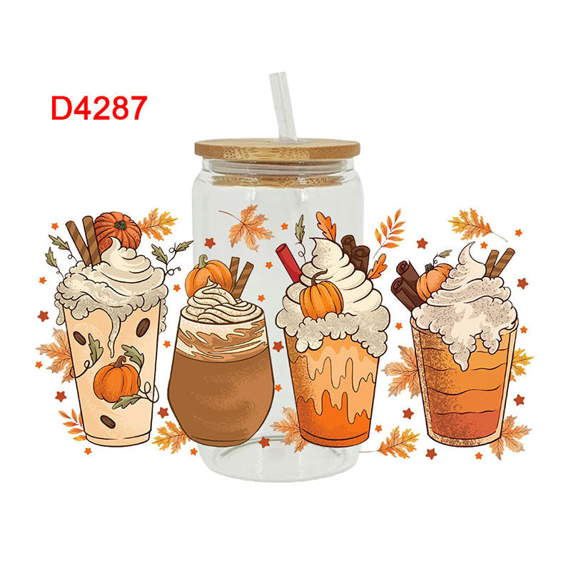 Wholesale Pumpkin Drink Thanksgiving Series 16oz Cup UV DTF Wraps