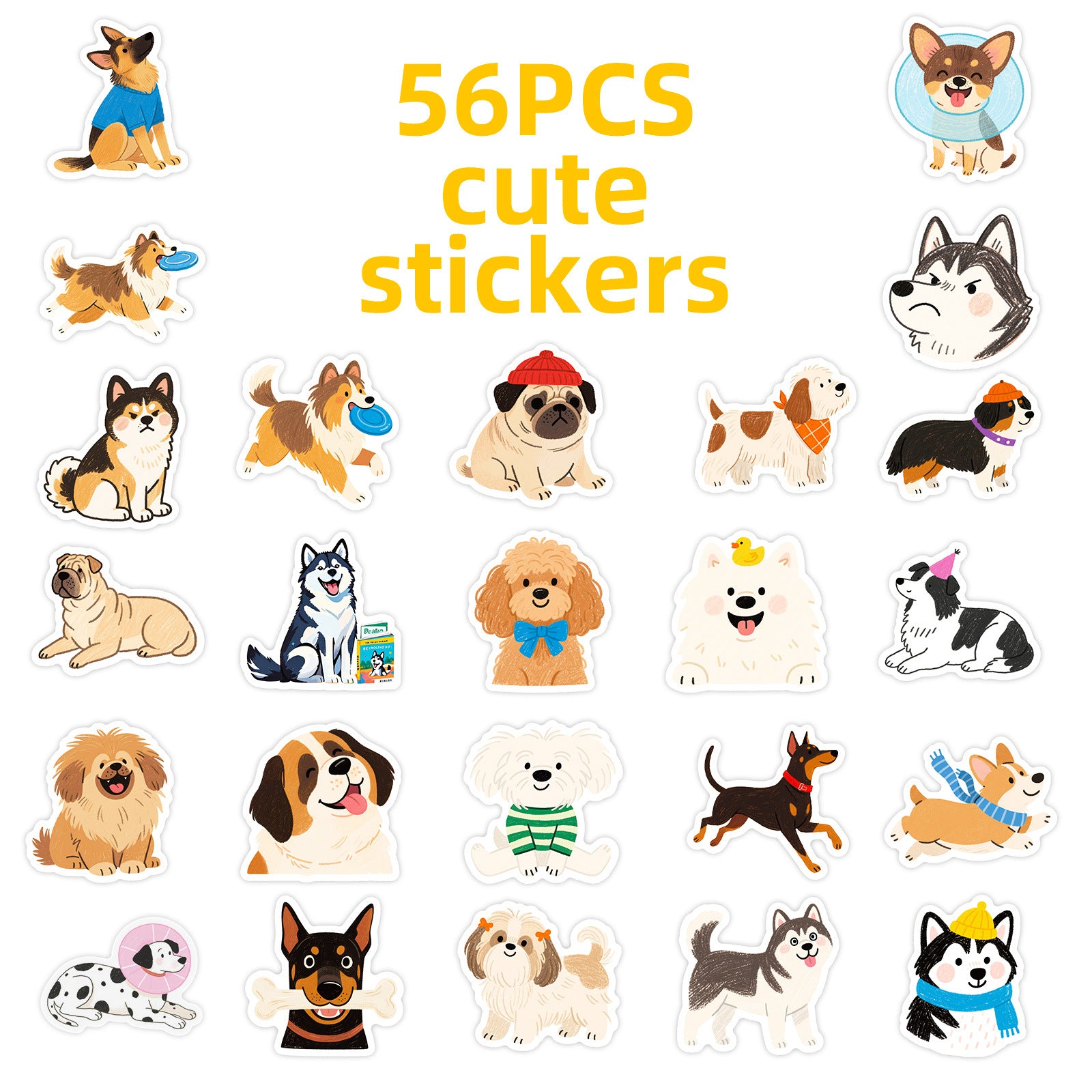 Wholesale 56 Cute Hand Drawn Cartoon Dog Stickers
