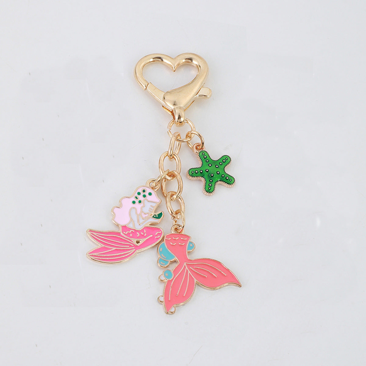 Wholesale Heart duck mermaid metal keychain