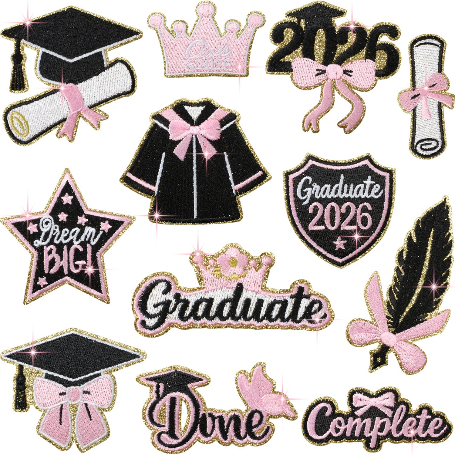 Wholesale Graduation Embroidered Patch Top Honors Future Promise Iron On Applique For Student Clothing DIY Fashion Accessory